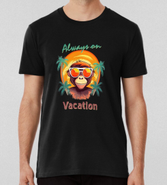 Always On Vacation Monkey T-shirt