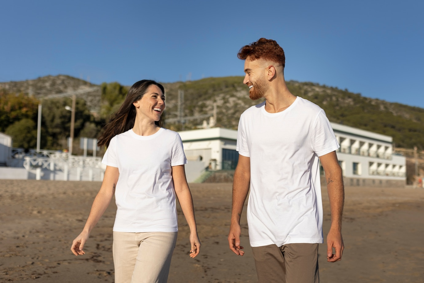 young-couple-wearing-blank-shirt